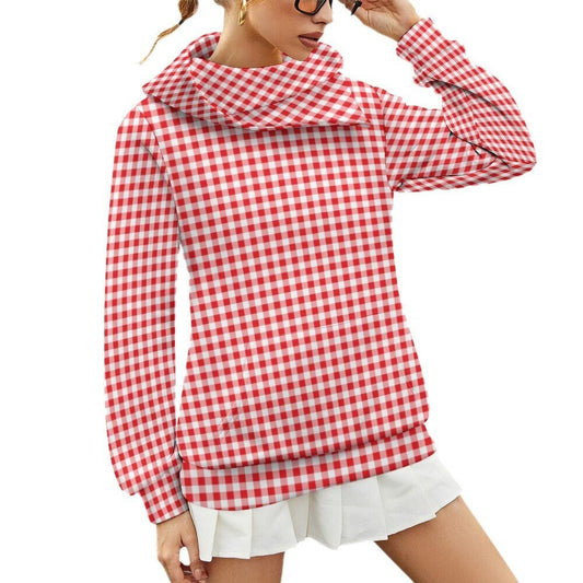 Pull rouge, Sweat à capuche femme, Pull polaire, Sweat à capuche rouge, Pull Gingham, Pull femme, Pull Red Gingham, Pull Rétro