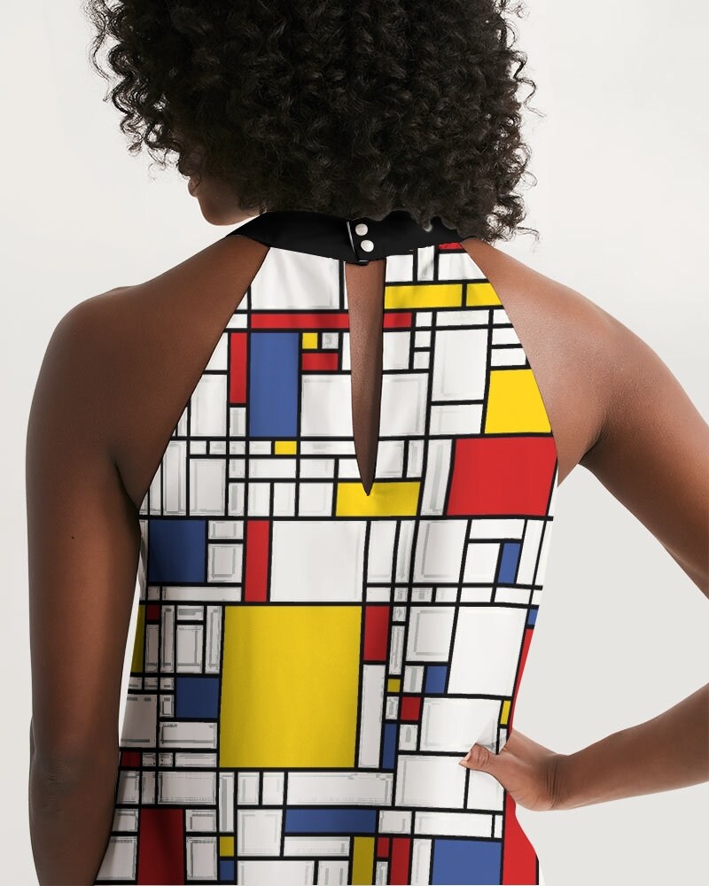 Mod Dress, Vintage Dress Style, Retro Dress, Mondrian Dress, Halter Dress,Geometric Dress, Mosaic Dress,Mosaic Dress, vintage inspired Dress