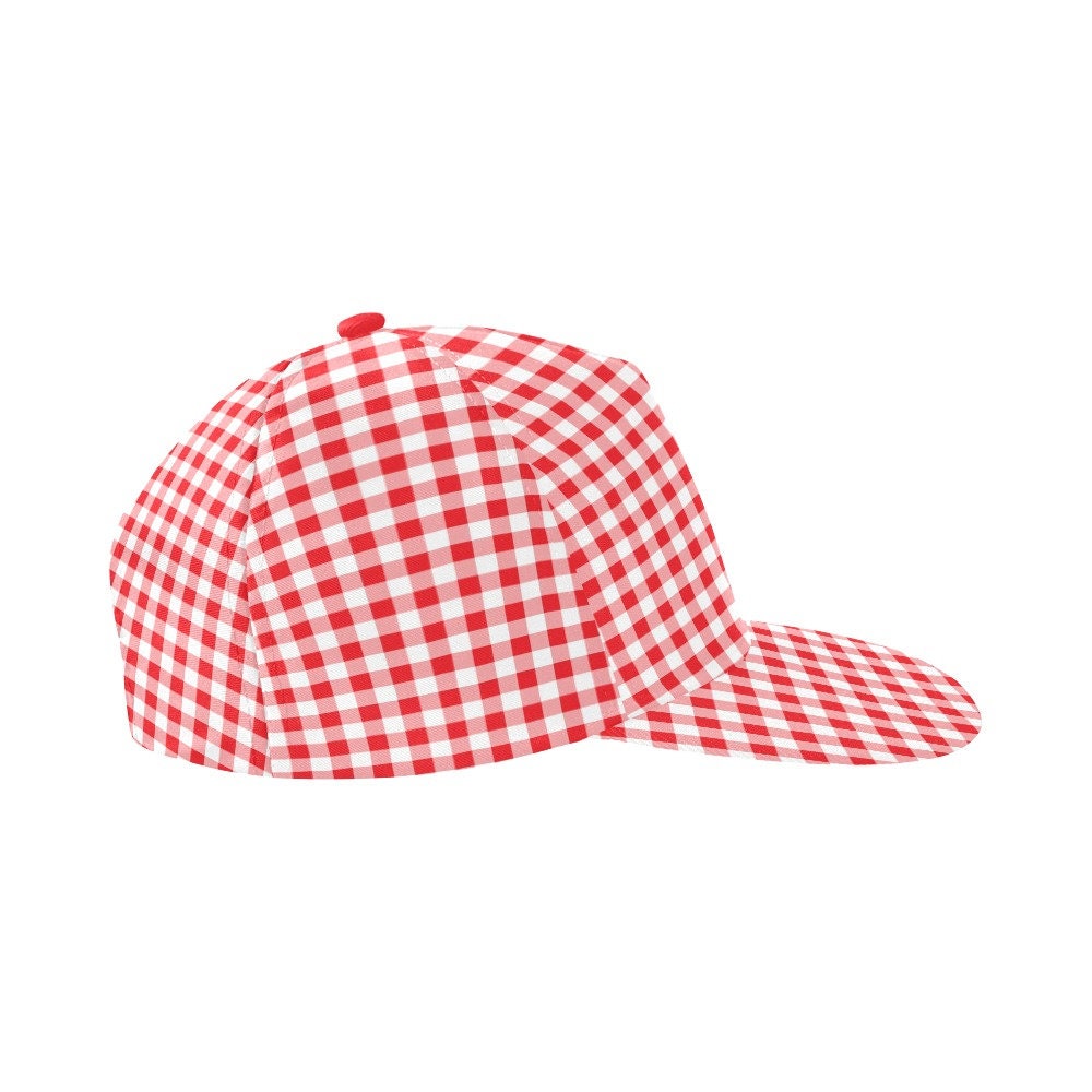 Baseballmütze, rote Gingham-Damen-Baseballmütze, rote Mütze, Baseballmütze, Unisex-Mütze, Retro-inspirierte Mütze, Retro-Stil-Hut, Modemütze,