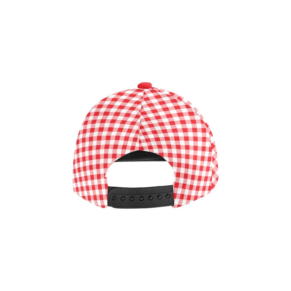Baseballmütze, rote Gingham-Damen-Baseballmütze, rote Mütze, Baseballmütze, Unisex-Mütze, Retro-inspirierte Mütze, Retro-Stil-Hut, Modemütze,