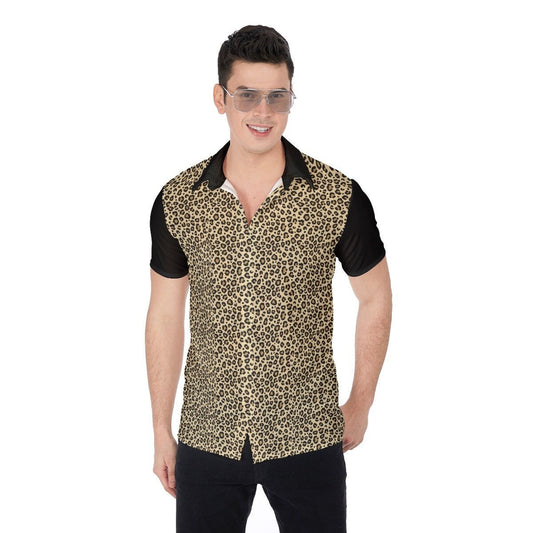 Chemise imprimé léopard hommes, chemise rétro pour hommes, chemise habillée pour hommes, chemise imprimé léopard pour hommes, chemise habillée pour hommes, chemise sexy, bouton pour hommes