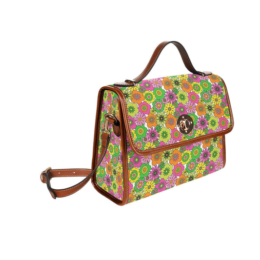 Damenhandtasche, Retro-Handtasche, Damengeldbörse, Tasche im 70er-Jahre-Stil, Handtasche im 70er-Jahre-Stil, Handtasche mit Blumenmuster, Neon-Tasche, 70er-Jahre-inspirierte Handtasche im 60er-Jahre-Stil