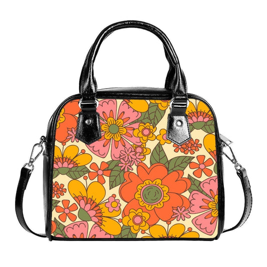 Retro-Handtasche, Handtasche im 70er-Jahre-Stil, Handtasche im 70er-Jahre-Stil, Handtasche mit Blumenmuster, Hippie-Geldbörse, mehrfarbige Handtasche, Handtasche im Vintage-Stil, 70er-Jahre-inspirierte Tasche