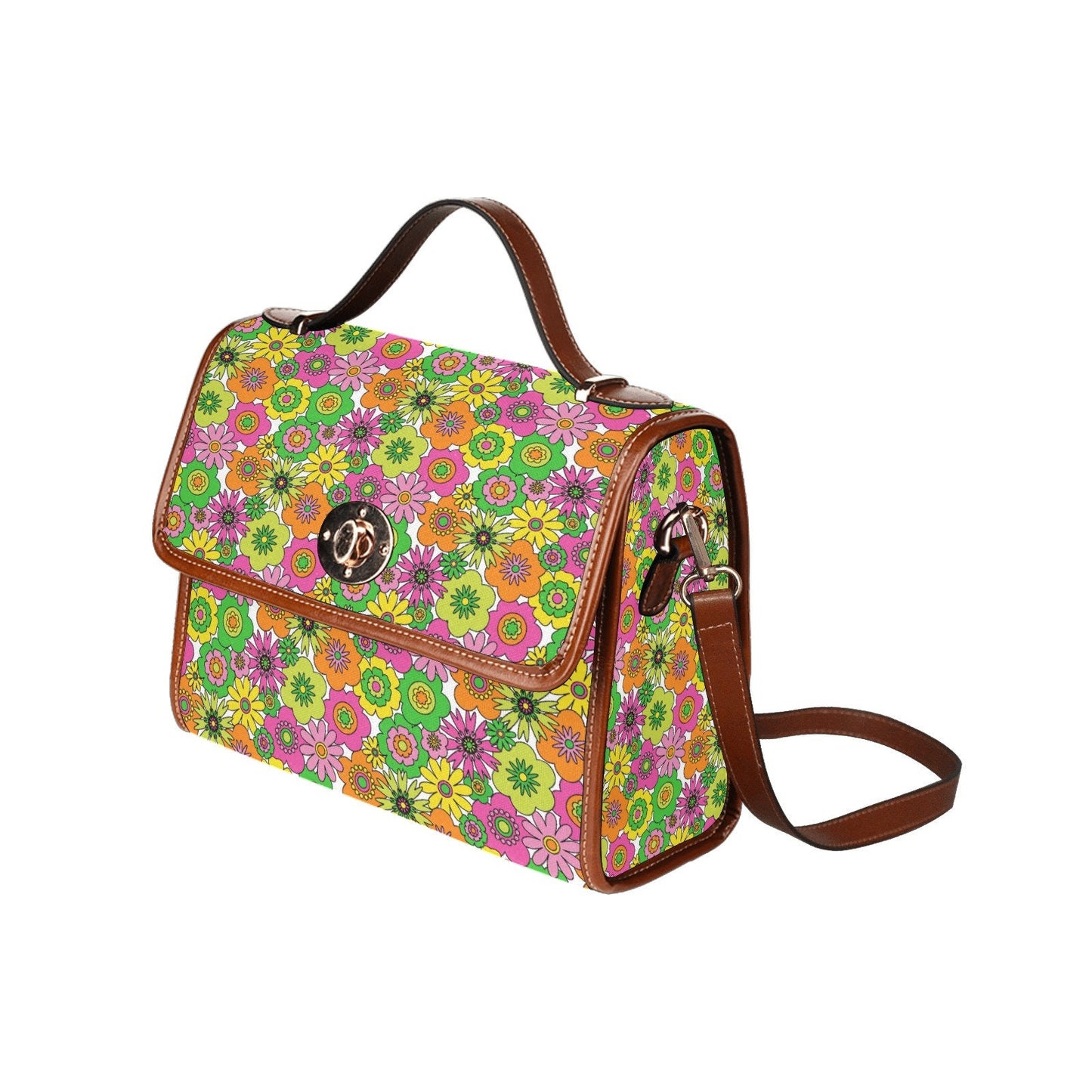 Women's Handbag, Retro Handbag, Women's Purse, 70s Style bag, 70s Style purse, Floral Handbag, Neon Bag, 70s inspired, 60s style purse