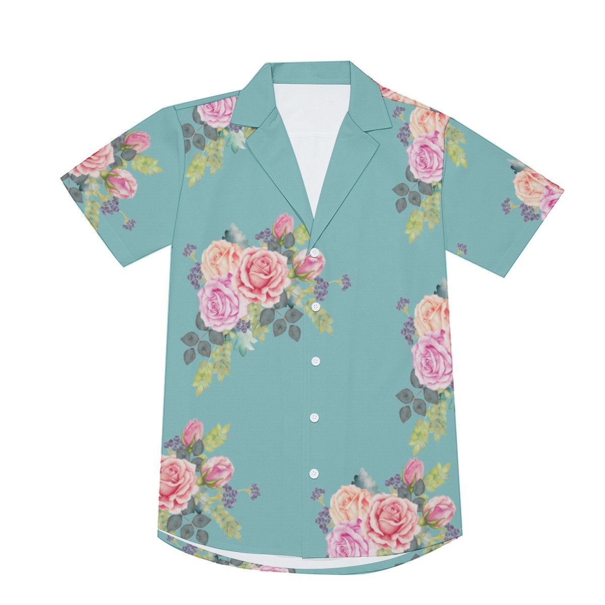 Men's Floral Shirt, Men's Shirt, Men's Deep V-neck Shirt, Men's Casual Shirt, Men's Romantic Shirt, Floral Shirt Men, Men's Dress Shirt