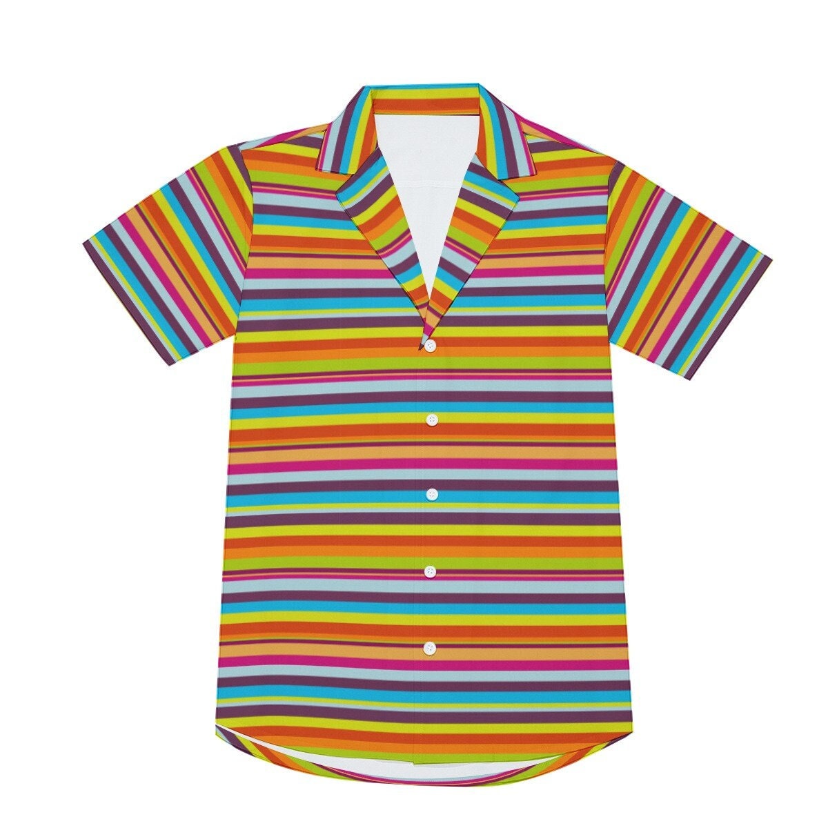 Stripe Shirt Men, Multicolor Shirt Men, 70s style Shirt, Hippie Shirt, Short Sleeve Shirt Men, Men's Tops, Rainbow Shirt, Men's Dress Shirt