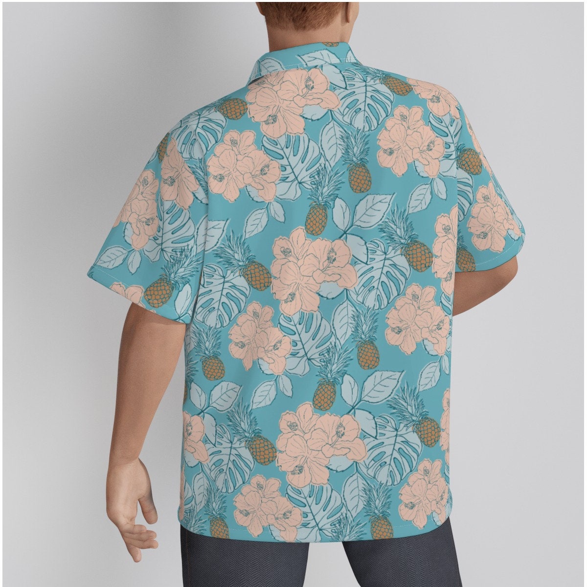 Pineapple Shirt Men, Men&#39;s Hawaiian Shirt, Men&#39;s Tops, Tropical Shirt Men, Summer Shirt Men, Blue Shirt Men, Men&#39;s Tropical Shirt