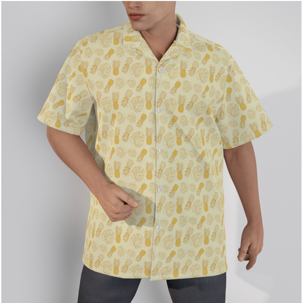 Chemise ananas hommes, chemise hawaïenne pour hommes, hauts pour hommes, chemise tropicale, chemise d’été pour hommes, chemise jaune pour hommes, chemise tropicale pour hommes