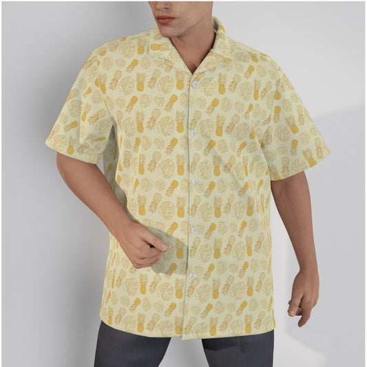 Ananas-Hemd für Herren, Hawaii-Hemd für Herren, Oberteile für Herren, Tropen-Hemd, Sommer-Hemd für Herren, gelbes Herren-Hemd, Tropen-Hemd für Herren