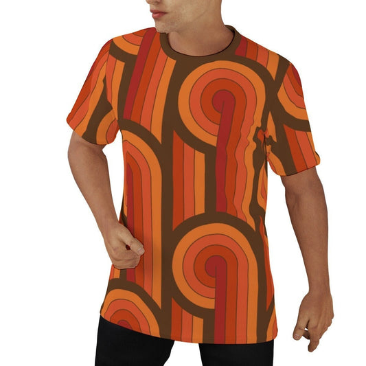 T-shirt écologique, T-shirt rétro, chemise de style des années 70, Top rétro, Tshirt rétro hommes, T-shirt à rayures orange, T-shirt de style des années 70