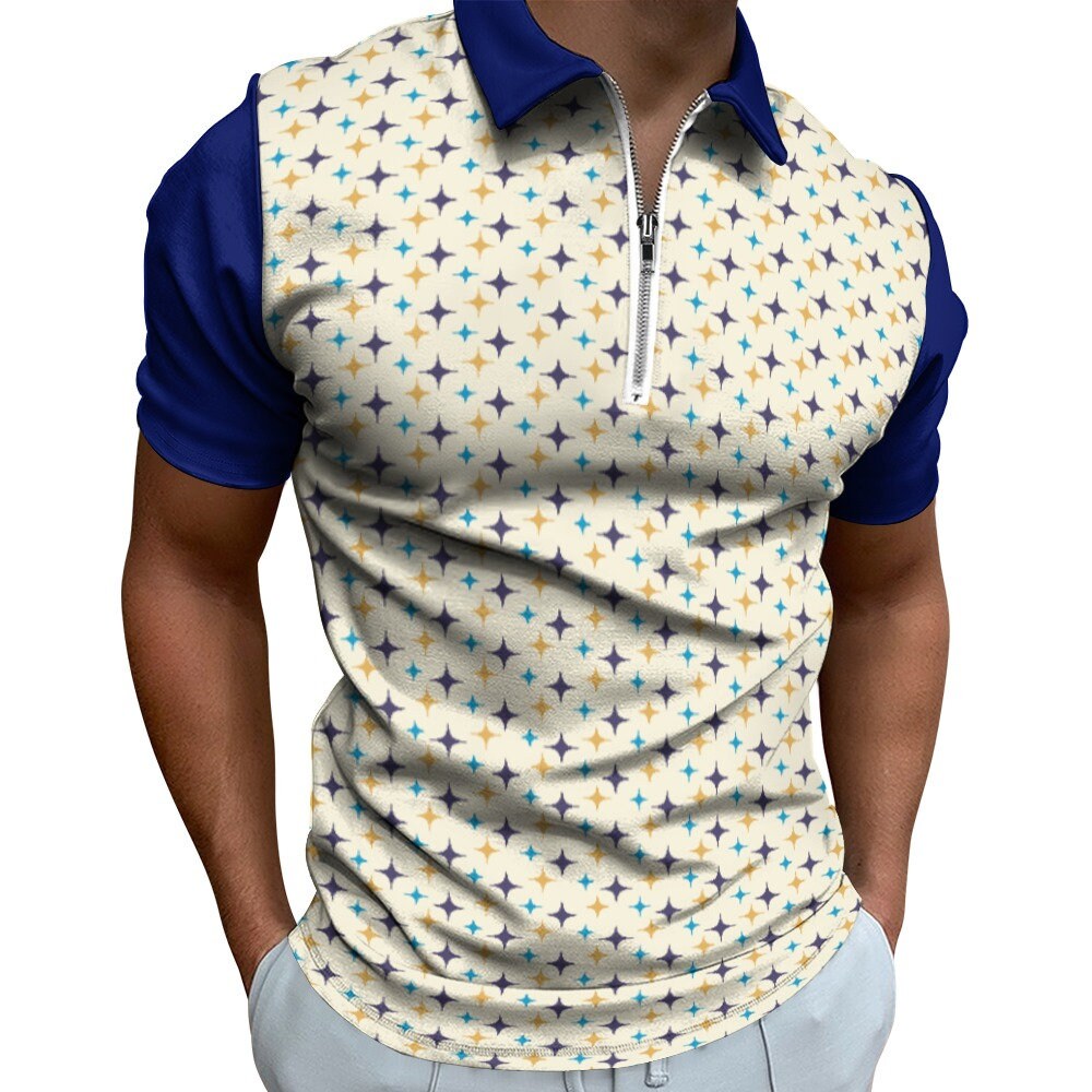 Polo Shirt Men, Men's Polo Shirt, Retro Shirt Men, 50s 60s style shirt, Mid Century Shirt Style, Retro Polo Shirt, Retro Indigo Shirt