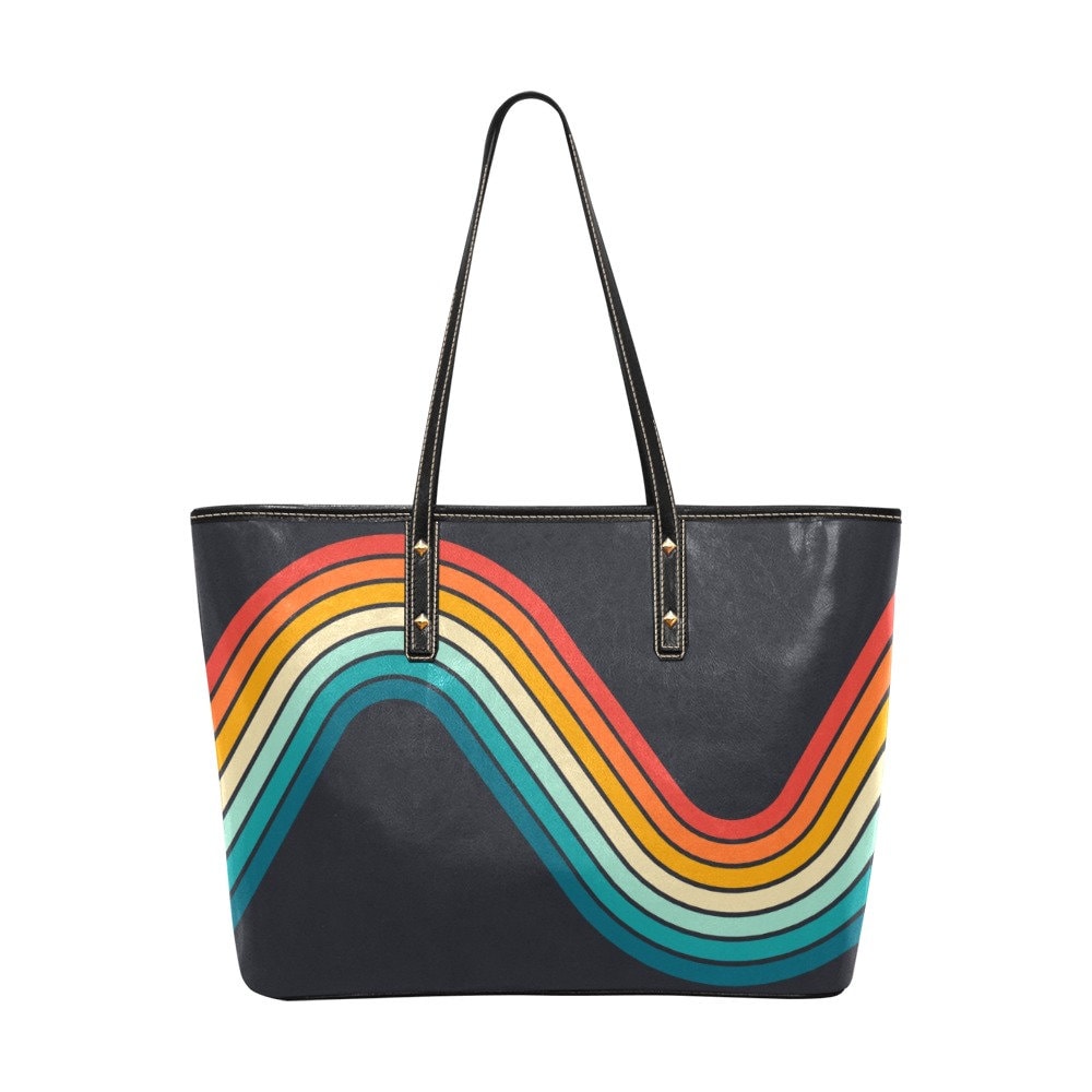 70s Style Groovy Handbag, Retro Handbag, Retro Bag, Vintage style Bag, PU Leather Bag, Funky Handbag,Rainbow handbag,rainbow bag, Hippie Bag