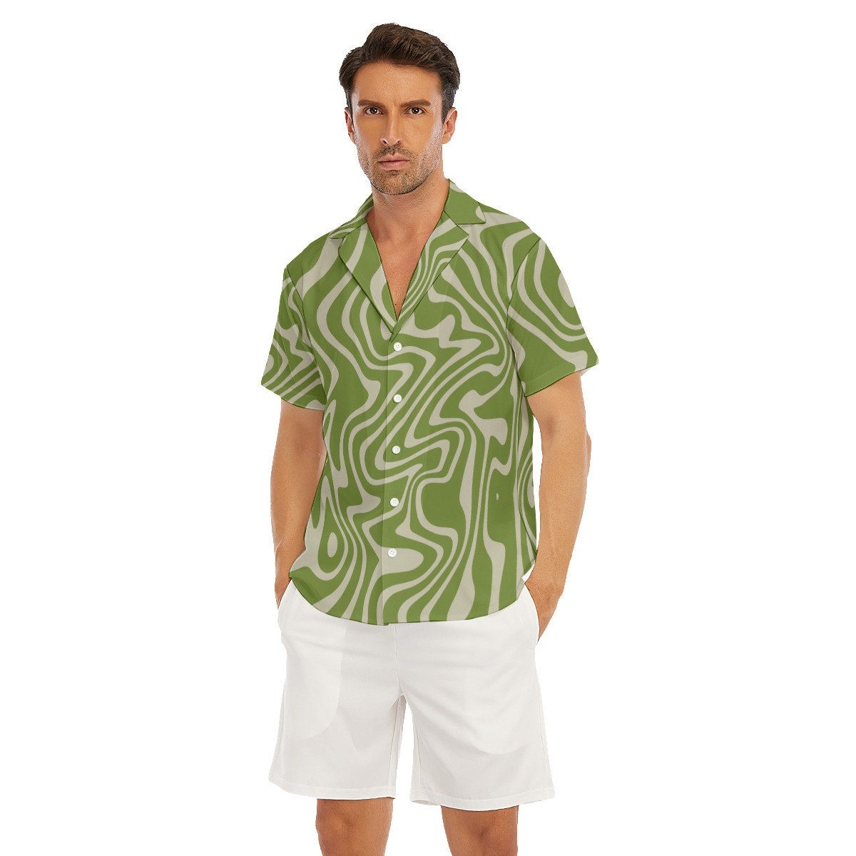 Vintage 70s style shirt, Retro Shirt Men, Green Groovy Shirt Men, Hippie Shirt Men, Men's Green shirt, 70s Shirt Men, 70s inspired shirt