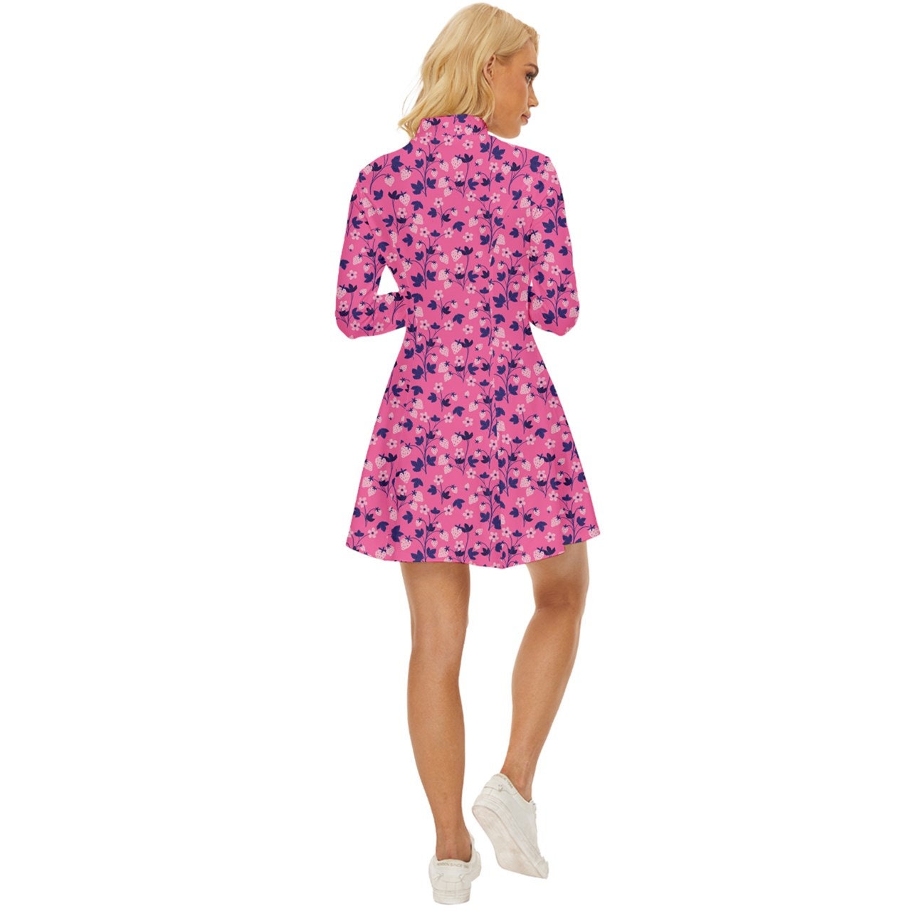 60s Dress Style, Mod Dress, Pink Mod Dress, Strawberry Dress, Turtle neck dress, GOGO Dress, 60s style dress, 60s mini dress, Retro Dress