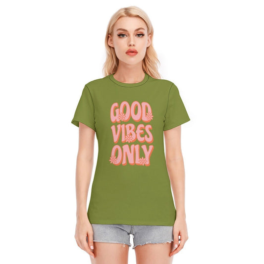 Retro-T-Shirt, T-Shirts mit Worten, Vintage-T-Shirt mit Worten, T-Shirt mit grünen Worten, Hippie-T-Shirt für Damen, T-Shirt im Vintage-Stil, olivgrünes T-Shirt